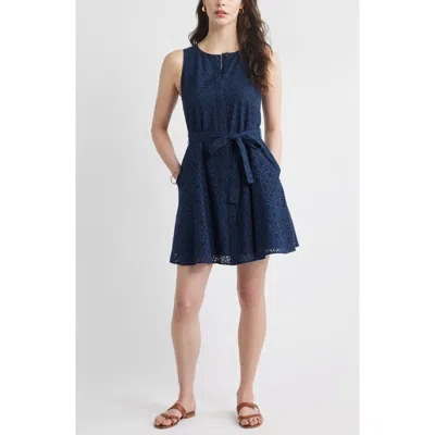 Caslonr Caslon(r) Sleeveless Cotton Eyelet Belted Dress