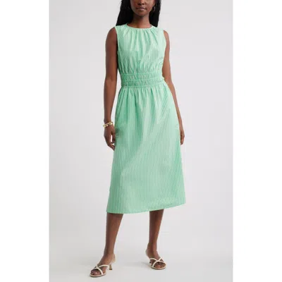 Caslonr Caslon(r) Sleeveless Smocked Waist Cotton Midi Dress In Green