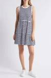 Caslonr Caslon(r) Sleeveless Tiered Jersey Dress In Navy- White Charm Stripe