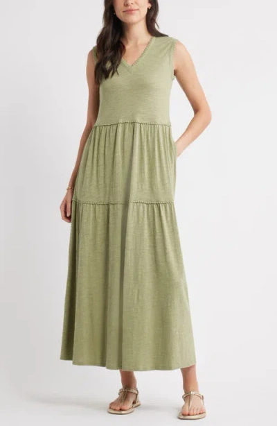 Caslonr Caslon(r) Sleeveless V-neck Tiered Dress In Brown