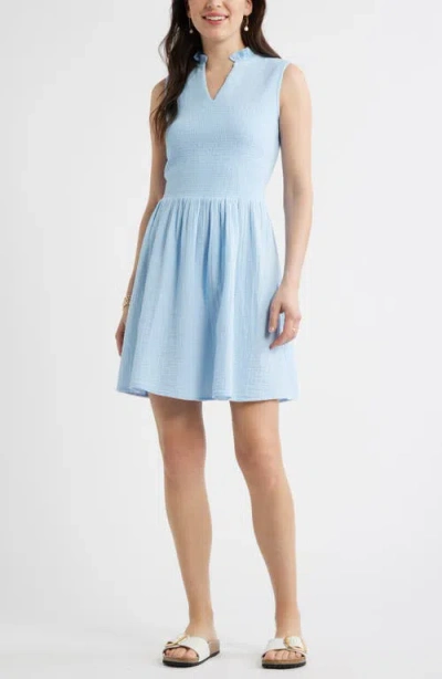 Caslonr Caslon(r) Smock Gauze Minidress In Blue