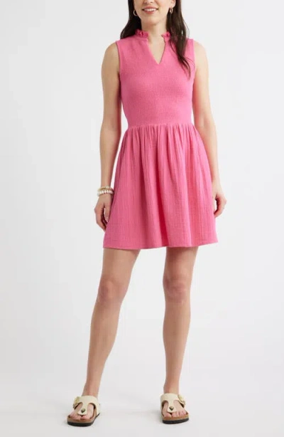 Caslonr Caslon(r) Smock Gauze Minidress In Pink