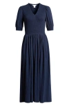 Caslonr Caslon(r) Smocked Bodice Cotton Jersey Midi Dress In Navy Blazer
