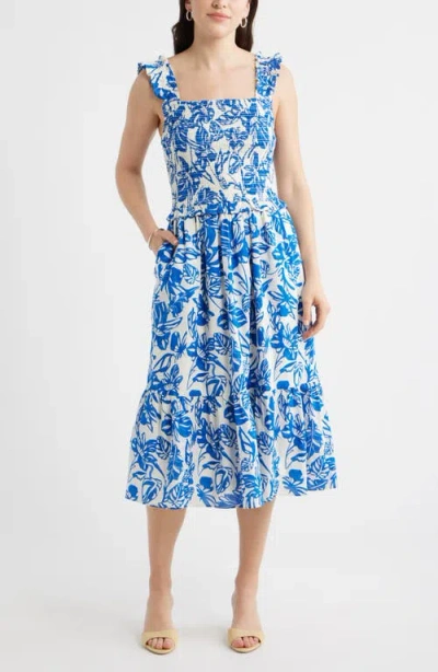 Caslonr Caslon(r) Smocked Tiered Sundress In Blue