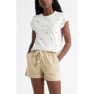 Caslonr Caslon(r) Star Embroidered Cap Sleeve T-shirt In White