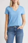 Caslonr Caslon(r) Stretch Cotton Blend V-neck T-shirt In Blue Lake