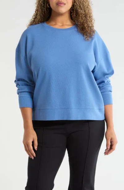 Caslonr Caslon(r) Stretch Cotton Rib Sweatshirt In Blue Glory