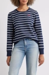 Caslonr Caslon(r) Stripe Cotton Graphic Sweatshirt In Navy- White Stripe Jadore