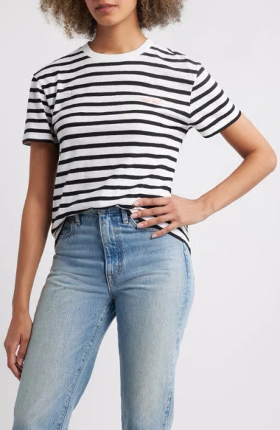 Caslonr Caslon(r) Stripe Cotton Graphic T-shirt In White- Black Asher Stripe