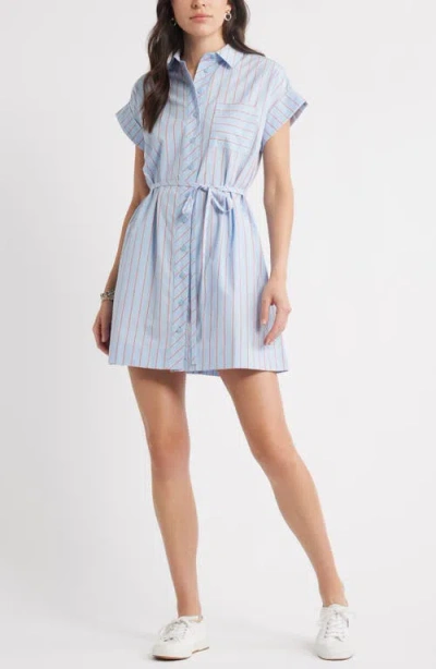 Caslonr Caslon(r) Stripe Cotton Mini Shirtdress In Blue
