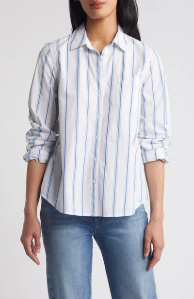 Caslonr Caslon(r) Stripe Cotton Poplin Button-up Shirt In White- Blue Marmara Leigh Ann