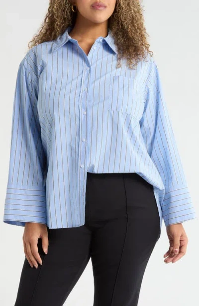 Caslonr Caslon(r) Stripe Cotton Poplin Button-up Shirt In Blue- Navy Shayna Stripe