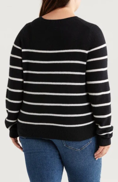 Caslonr Caslon(r) Stripe Crewneck Cashmere Sweater In Black