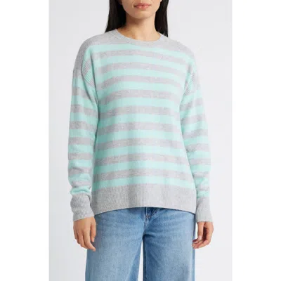 Caslonr Caslon(r) Stripe Crewneck Sweater In Grey- Teal Sydney Stripe