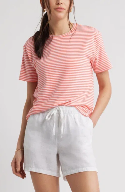 Caslonr Caslon(r) Stripe Crop T-shirt In Coral- White Beck Stripe