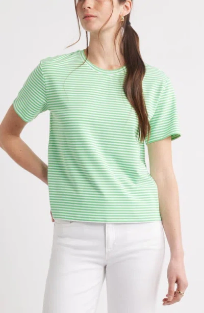Caslonr Caslon(r) Stripe Crop T-shirt In Green- White Beck Stripe