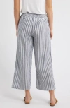 Caslonr Caslon(r) Drawstring Wide Leg Linen Blend Pants In Navy- White Brianne Stripe