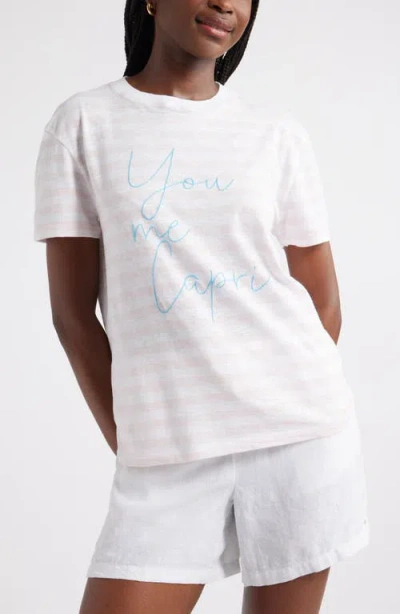 Caslonr Caslon(r) Stripe Embroidered Script Cotton Graphic T-shirt