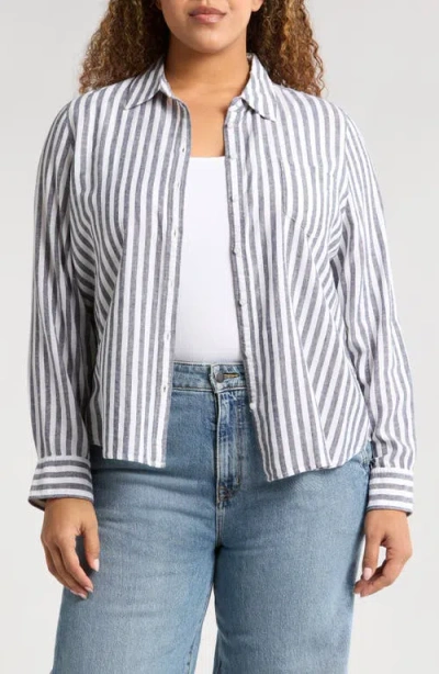 Caslonr Caslon(r) Stripe Linen Blend Button-up Shirt In Navy Blazer Katie Stripe