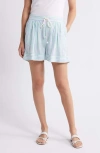 Caslonr Caslon(r) Stripe Linen Blend Drawstring Shorts In White- Blue Green Kayla Stripe