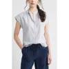 Caslonr Caslon(r) Stripe Linen Blend Short Sleeve Button-up Shirt In Multi