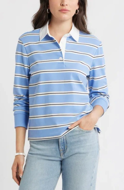 Caslonr Caslon(r) Stripe Long Sleeve Rugby Polo In Blue Emilia Stripe