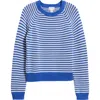 Caslonr Caslon(r) Stripe Pima Cotton Sweater In Blue Dazzle Ivory Emily Stripe