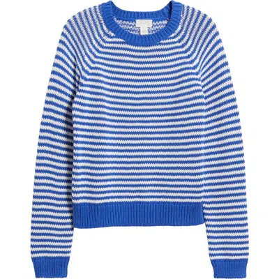 Caslonr Caslon(r) Stripe Pima Cotton Sweater In Blue Dazzle Ivory Emily Stripe