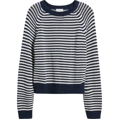 Caslonr Caslon(r) Stripe Pima Cotton Sweater In Navy- Ivory Emily Stripe