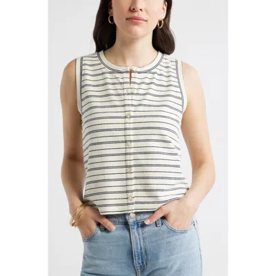 Caslonr Caslon(r) Stripe Rib Button-up Top In Neutral