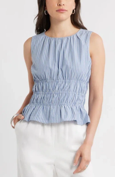 Caslonr Caslon(r) Stripe Smocked Peplum Poplin Top