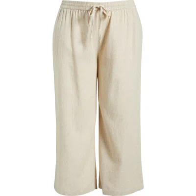 Caslonr Caslon(r) Stripe Tie Waist Wide Leg Linen Blend Pants In Flax