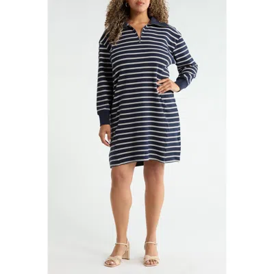 Caslonr Caslon(r) Stripe Travel Minidress In Navy Ivory Sabrina Stripe