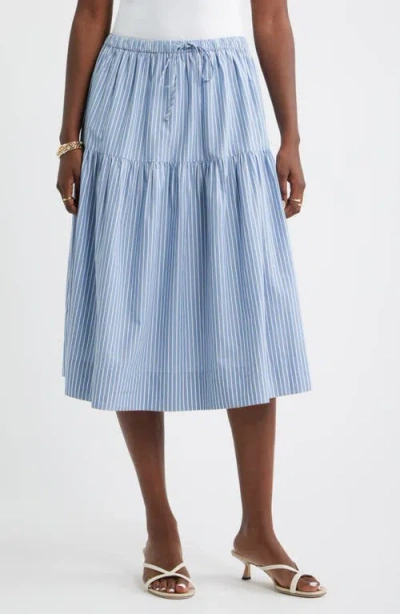 Caslonr Caslon(r) Striped Drop Waist Poplin Midi Skirt