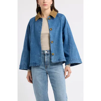 Caslonr Caslon(r) Swing Crop Denim Trench Coat In Blue