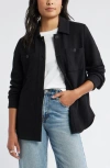 Caslonr Caslon(r) Textured Knit Shirt Jacket In Black
