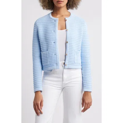 Caslonr Caslon(r) Textured Pima Cotton Cardigan In Blue Windsurfer