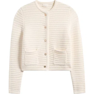 Caslonr Caslon(r) Textured Pima Cotton Cardigan In Ivory Pristine