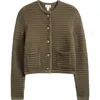 Caslonr Caslon(r) Textured Pima Cotton Cardigan In Olive Sarma