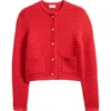 Caslonr Caslon(r) Textured Pima Cotton Cardigan In Red Goji