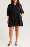 Caslonr Caslon(r) Tie Neck Tiered Dress In Black