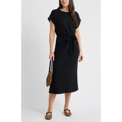 Caslonr Caslon(r) Tie Waist Midi Dress In Black