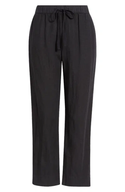 Caslonr Caslon(r) Tie Waist Taper Linen Pants In Black