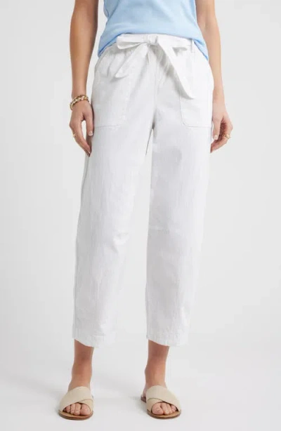 Caslonr Caslon(r) Tie Waist Tapered Leg Utility Pants In White