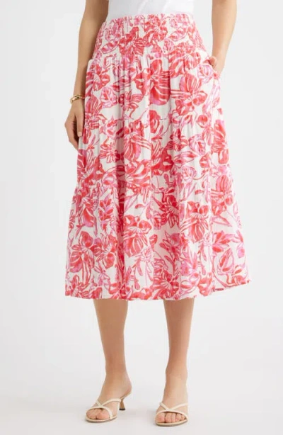Caslonr Caslon(r) Tiered Cotton Gauze Midi Skirt In Multi