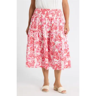 Caslonr Caslon(r) Tiered Cotton Gauze Midi Skirt In Pink