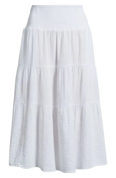 Caslonr Caslon(r) Tiered Cotton Gauze Midi Skirt In White