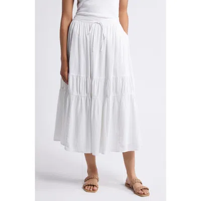 Caslonr Caslon(r) Tiered Linen Blend Midi Skirt In White