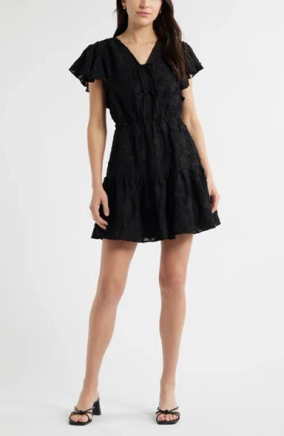 Caslonr Caslon(r) Tonal Floral Jacquard Dress In Black