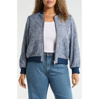 Caslonr Caslon(r) Tweed Bomber Jacket In Navy Still